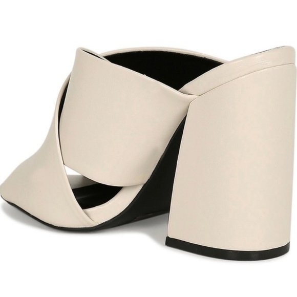 Block Heels Mules in Cream - Picture 4 of 8